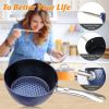 1.2 Quart Pot Saucepan with Lid;  Small Nonstick Saucepan with Lid;  Small Soup Pot with Lid;  Small Induction Stock Pot;  Blue Mini Saucepan with Lid