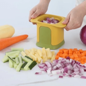 1pc Diced Onion; French Fries; Carrot or Ham; Cucumber and Potato Cutter; 5.91'' x 3.94'' x 3.35'' (Color: Yellow)