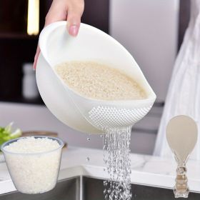 1pc/2pcs/3pcs Multi-Functional Kitchen Washing Basket Basin - Drain Water, Wash Rice, Perfect For Cleaning Vegetables And Fruits, And More With Conven (Color: 3PCS White Rice Washing Machine With Rice Cup Rice Spoon)